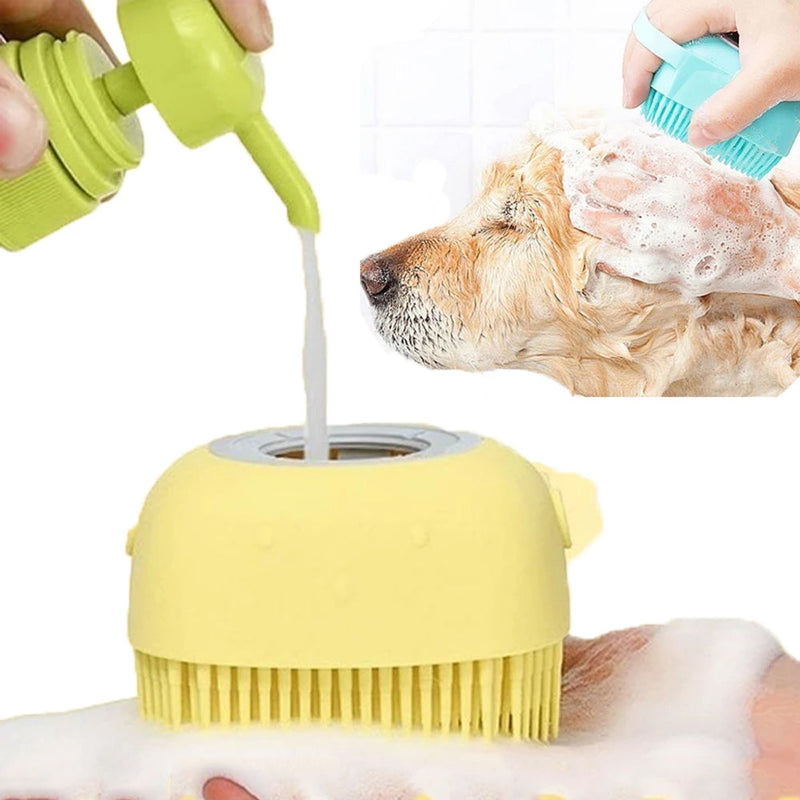 Escova de Banho para Pet - Dispenser para Shampoo