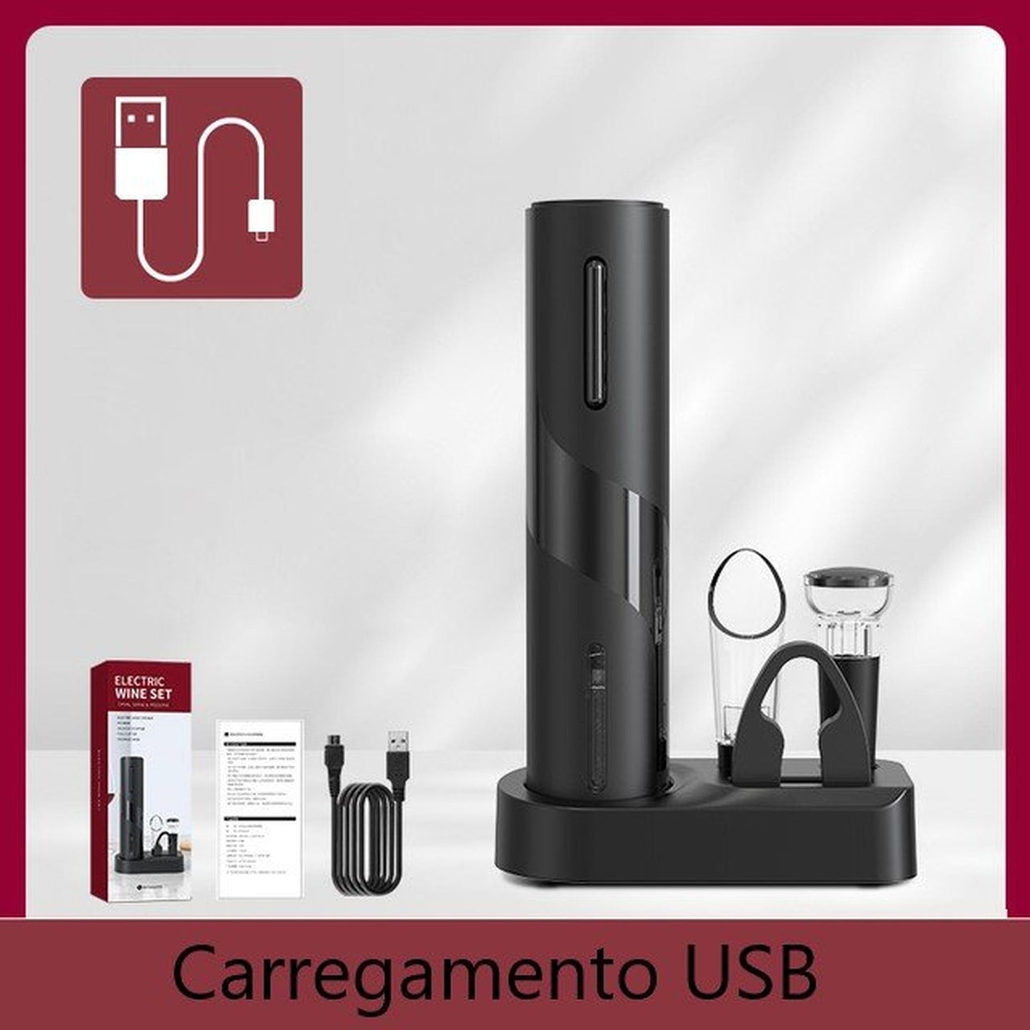 Abridor Elétrico de Vinho Recarregável