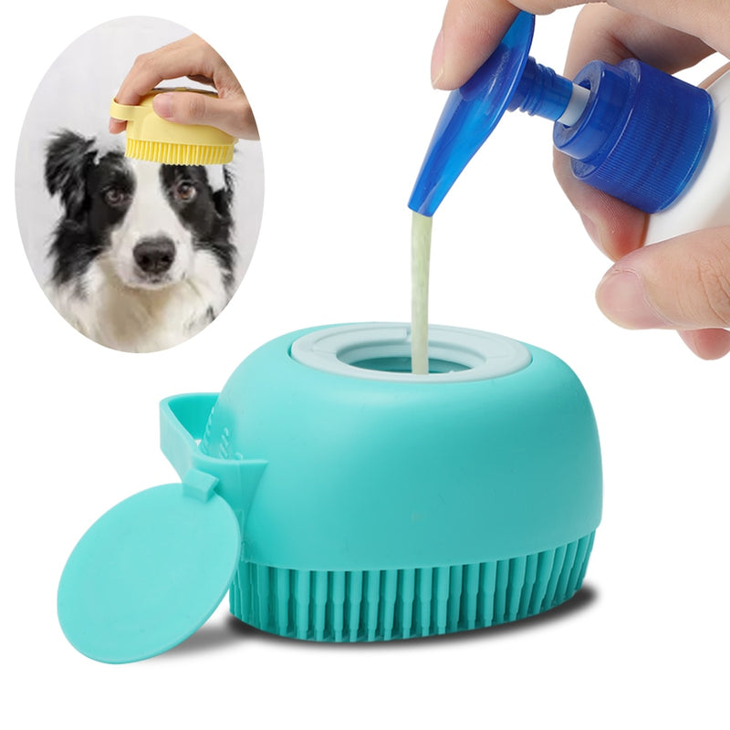 Escova de Banho para Pet - Dispenser para Shampoo
